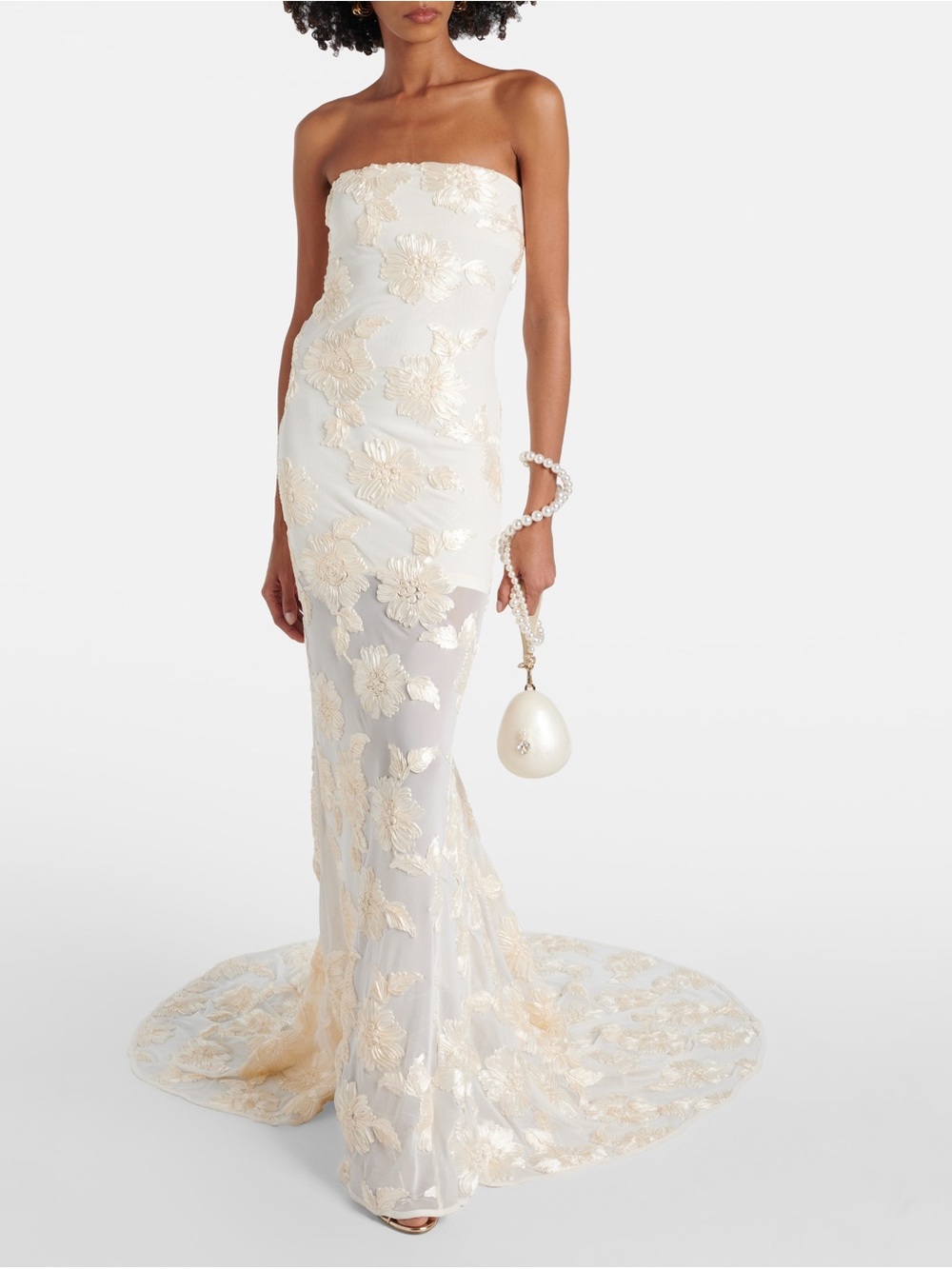 ROTATE Bridal Alberty floral appliqué mesh gown
